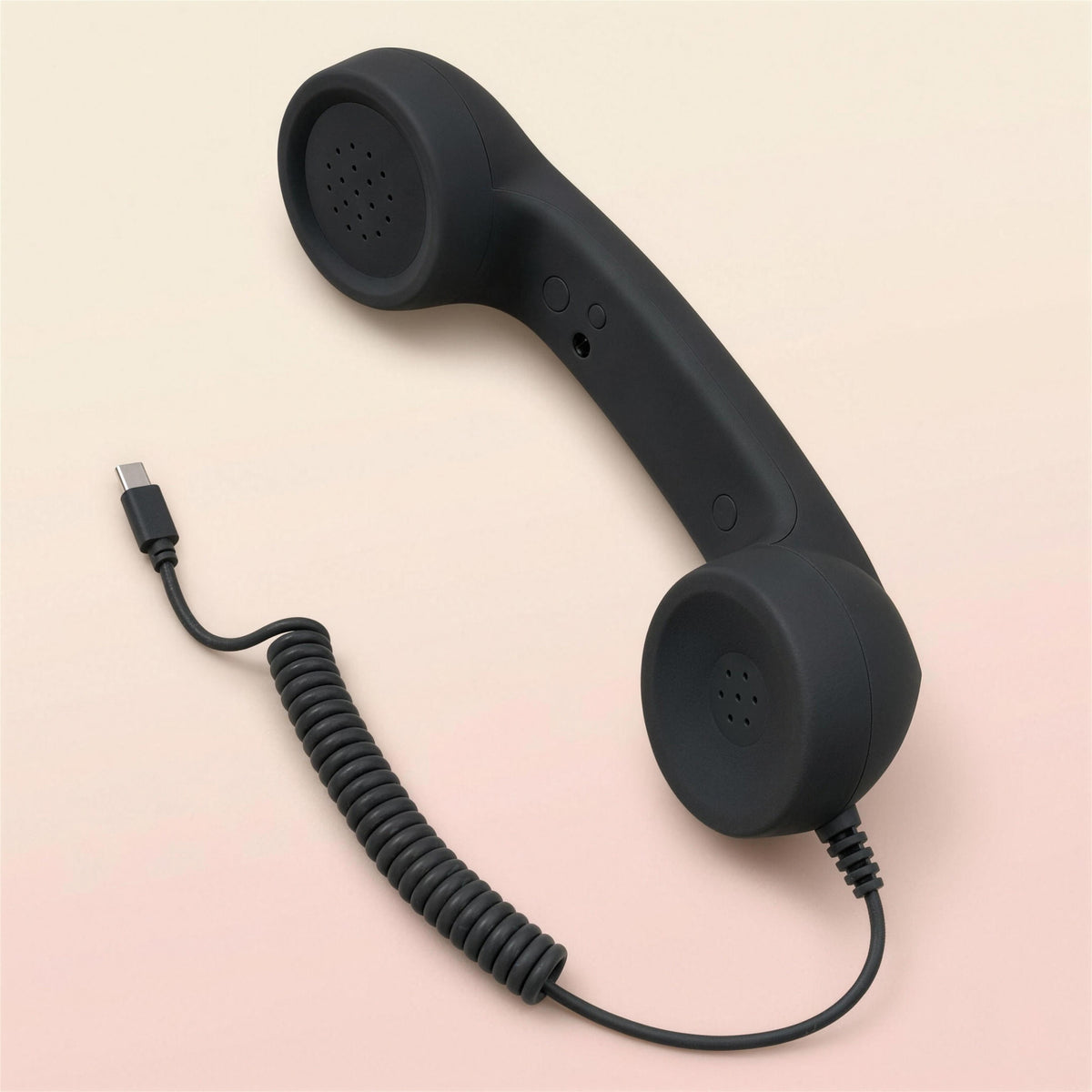 Cornetta telefono retrò nera con cavo USB-C a spirale