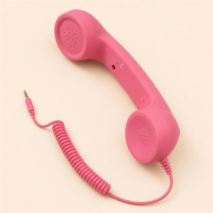 Cornetta telefono retrò rosa bubblegum con cavo jack 3,5mm a spirale