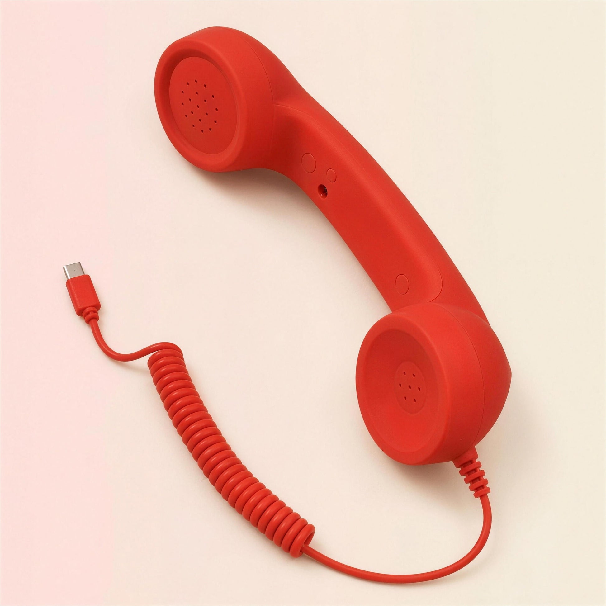 Cornetta telefono retrò rossa con cavo USB-C a spirale